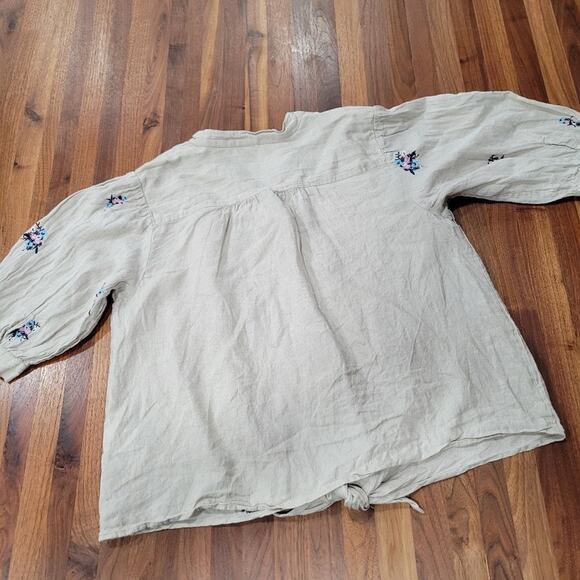 Charter Club Luxery Linen Tie Front Button Up Shirt Size XXL - Picture 2 of 9